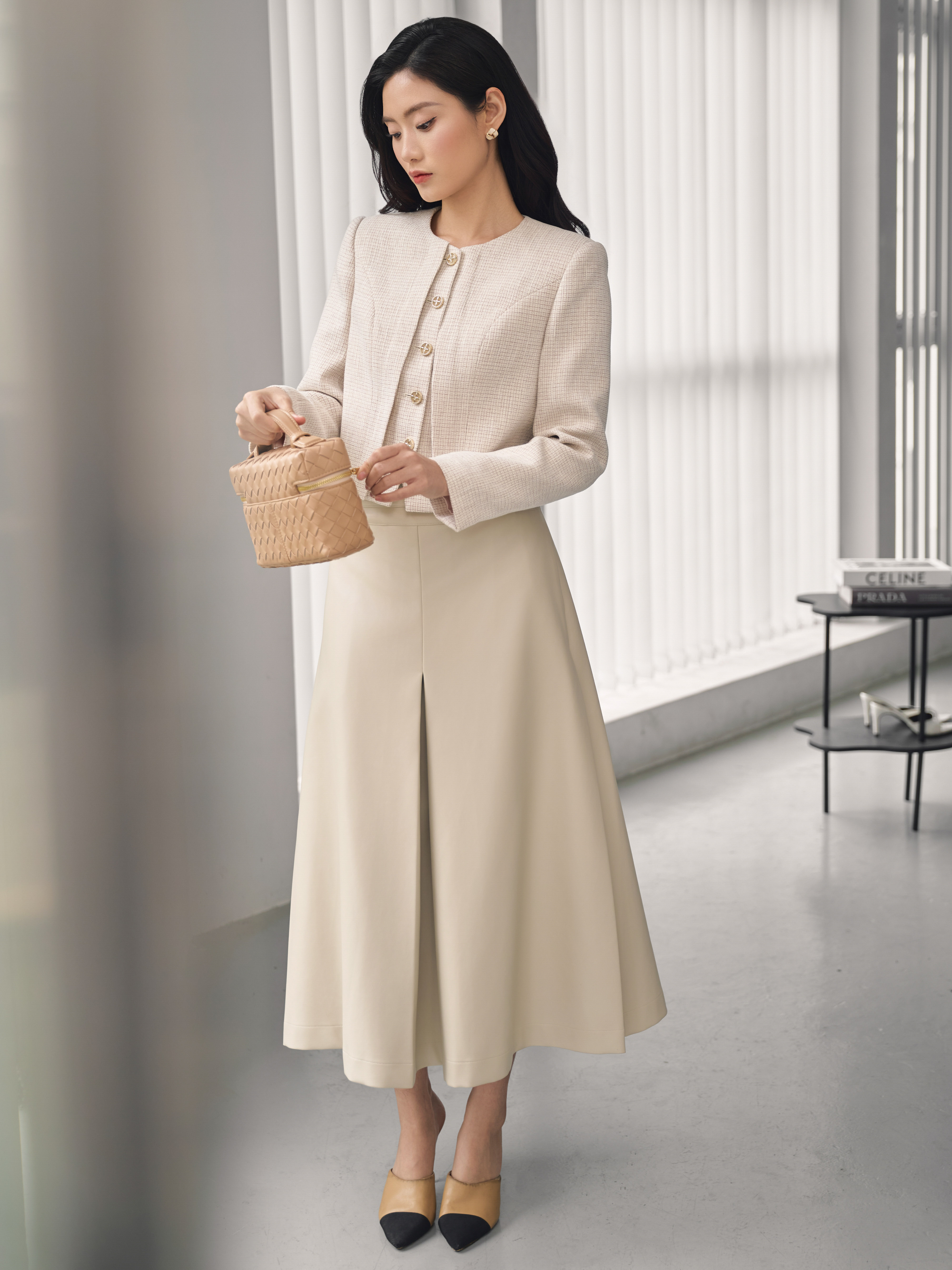 Áo vest không cổ 1 hàng cúc